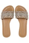 Shop_Aanchal Sayal_Gold Stones Embellished Sliders _at_Aza_Fashions