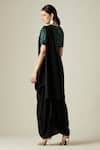 Shop_Aakaar_Black Embellished Metallic Crystal Work Round Cowl Draped Saree With Blouse _at_Aza_Fashions