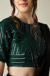 Shop_Aakaar_Black Embellished Metallic Crystal Work Round Cowl Draped Saree With Blouse _Online_at_Aza_Fashions