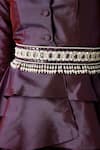Shop_Aakaar_Purple Silk Embroidery Pearls Lapel Collar Blazer Tunic And Pant Set _Online_at_Aza_Fashions