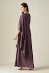 Shop_Aakaar_Purple Silk Tissue Sequins Round Taylor Draped Gown _at_Aza_Fashions