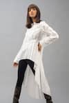 Buy Chillosophy White Cotton Poplin Shirt Collar Embellished Asymmetric Tunic at Aza Fashions Buy_Chillosophy_White Cotton Poplin Shirt Collar Embellished Asymmetric Tunic_at_Aza_Fashions