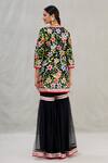 Shop_Asal By Abu Sandeep_Black Net Embroidery Round Kurta Sharara Set _at_Aza_Fashions
