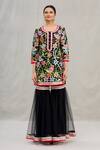 Asal By Abu Sandeep_Black Net Embroidery Round Kurta Sharara Set _Online_at_Aza_Fashions