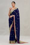 ASAL by Abu Sandeep_Blue Viscose Georgette Embroidery Round Saree With Blouse _Online_at_Aza_Fashions