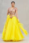 ASAL by Abu Sandeep_Yellow Net Embroidery V Neck Lehenga Set _Online_at_Aza_Fashions