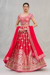 Buy Asal By Abu Sandeep Red Viscose Georgette Embroidery Round Lehenga Set at Aza Fashions Buy_Asal By Abu Sandeep_Red Viscose Georgette Embroidery Round Lehenga Set _at_Aza_Fashions