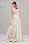 Buy_ASAL by Abu Sandeep_White Net Embroidery Jacket: Band Collar And Lehenga Set For Women_at_Aza_Fashions