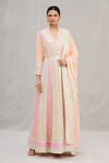 Buy_ASAL by Abu Sandeep_Peach Viscose Georgette Embroidery V Neck Anarkali Set _Online_at_Aza_Fashions