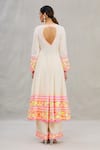 Shop_ASAL by Abu Sandeep_White Viscose Georgette Embroidery V Neck Anarkali Set _at_Aza_Fashions