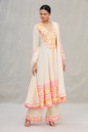 Buy_ASAL by Abu Sandeep_White Viscose Georgette Embroidery V Neck Anarkali Set _at_Aza_Fashions