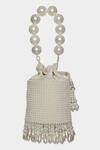 Shop_Aanchal Sayal_White Embroidered Zara Tassel Bucket Bag_at_Aza_Fashions