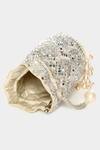 Buy_Aanchal Sayal_White Pearls, Sequins Gabriella Velvet Bucket Bag _Online_at_Aza_Fashions