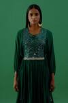 Buy_5elements_Green Cotton Embellishment Mirror And Ghungroo Round Work Anarkali Set _Online_at_Aza_Fashions