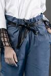 Chillosophy_Blue Poplin Straight Pant With Belt  _Online_at_Aza_Fashions
