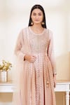 Buy_Shyam Narayan Prasad_Pink Silk Round Embroidered Anarkali Set _at_Aza_Fashions