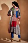 Shop_Gulabo By Abu Sandeep_Multi Color Patchwork Mirror Work Boat Neck Kurta _at_Aza_Fashions
