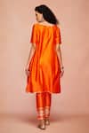 Shop_Gulabo by Abu Sandeep_Orange Chanderi Silk Narrow-fit Pant_at_Aza_Fashions