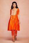 Gulabo by Abu Sandeep_Orange Chanderi Silk Narrow-fit Pant_Online_at_Aza_Fashions