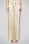 Buy_Gulabo By Abu Sandeep_White Cotton Silk Embroidered Striped Pants_Online_at_Aza_Fashions