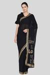 Buy_Gulabo by Abu Sandeep_Black Mul Mul Embroidered Saree_at_Aza_Fashions