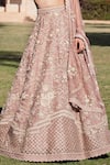 Buy_Sahil Kochhar_Pink Silk Organza V Neck Aziza Bridal Lehenga Set  _Online_at_Aza_Fashions