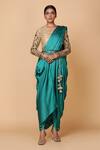 Neeta Lulla_Green Pre-draped Dhoti Pant Saree With Blouse _Online_at_Aza_Fashions