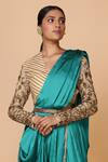 Buy_Neeta Lulla_Green Pre-draped Dhoti Pant Saree With Blouse_Online_at_Aza_Fashions