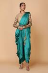 Buy_Neeta Lulla_Green Pre-draped Dhoti Pant Saree With Blouse _at_Aza_Fashions