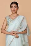 Buy_Neeta Lulla_Blue Organza Pre-draped Ruffle Saree _Online_at_Aza_Fashions