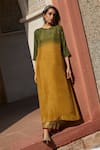 Buy_Medha_Yellow Habutai Silk Round Tunic  _at_Aza_Fashions