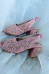 Buy_Shiveen Shiveen_Pink Embroidered Block Heels _at_Aza_Fashions