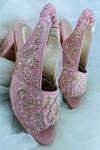Shiveen Shiveen_Pink Embroidered Block Heels _Online_at_Aza_Fashions