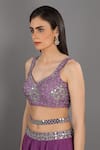 Shop Asaga Purple Organza, Satin, Linen Sweetheart Neck Embroidered Lehenga Set Online at Aza Fashions Shop_Asaga_Purple Organza, Satin, Linen Sweetheart Neck Embroidered Lehenga Set _Online_at_Aza_Fashions
