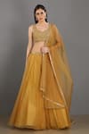 Buy Asaga Yellow Organza, Satin, Linen Sweetheart Neck Embroidered Lehenga Set at Aza Fashions Buy_Asaga_Yellow Organza, Satin, Linen Sweetheart Neck Embroidered Lehenga Set _at_Aza_Fashions