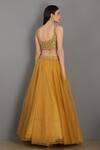 Shop Asaga Yellow Organza, Satin, Linen Sweetheart Neck Embroidered Lehenga Set at Aza Fashions Shop_Asaga_Yellow Organza, Satin, Linen Sweetheart Neck Embroidered Lehenga Set _at_Aza_Fashions