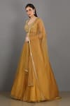 Asaga Yellow Organza, Satin, Linen Sweetheart Neck Embroidered Lehenga Set Online at Aza Fashions Asaga_Yellow Organza, Satin, Linen Sweetheart Neck Embroidered Lehenga Set _Online_at_Aza_Fashions
