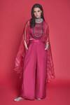 Buy_Jade by Monica and Karishma_Pink Organza Round Cape And Pant Set  _at_Aza_Fashions