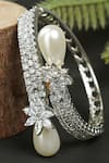 Buy_Auraa Trends_Silver Plated Pearls, Diamonds Stone Studded Bracelet _Online_at_Aza_Fashions