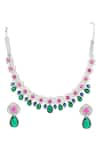 Buy Auraa Trends Silver Plated Imitation Diamonds Stone Drop Necklace Set at Aza Fashions Buy_Auraa Trends_Silver Plated Imitation Diamonds Stone Drop Necklace Set _at_Aza_Fashions