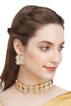 Shop Auraa Trends Gold Plated Pearls, Diamonds Kundan Choker Necklace Set at Aza Fashions Shop_Auraa Trends_Gold Plated Pearls, Diamonds Kundan Choker Necklace Set _at_Aza_Fashions