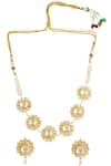 Buy_Auraa Trends_Gold Plated Diamonds, Stones Floral Motif Necklace Set _at_Aza_Fashions