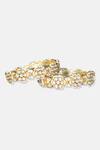 Buy_Auraa Trends_Gold Plated Pearls, Diamonds, Stones Kundan Bangles Set Of 2 _at_Aza_Fashions