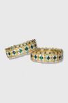 Buy_Auraa Trends_Gold Plated Pearls, Diamonds Kundan Bangles Set Of 2_at_Aza_Fashions