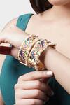Shop_Auraa Trends_Multi Color Pearls, Diamonds Kundan Bangles Set Of 2_at_Aza_Fashions
