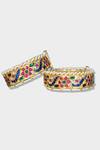 Buy_Auraa Trends_Multi Color Pearls, Diamonds Kundan Bangles Set Of 2_at_Aza_Fashions