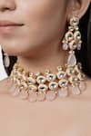 Shop_Auraa Trends_Pink Pearls, Stones Kundan Necklace Set _at_Aza_Fashions