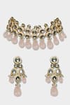 Buy_Auraa Trends_Pink Pearls, Stones Kundan Necklace Set _at_Aza_Fashions