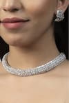 Shop_Auraa Trends_White Zari Zircon Choker Set _at_Aza_Fashions