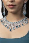 Shop_Auraa Trends_Blue Zircon Necklace Set _at_Aza_Fashions